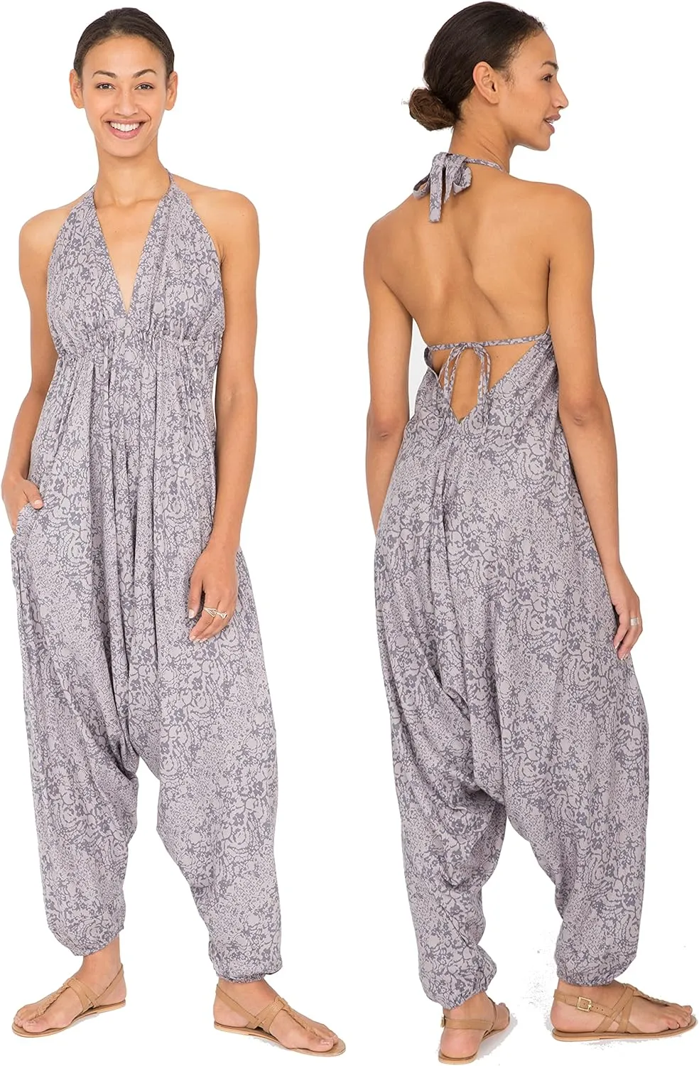 likemary Jumpsuits for Women - Comfortable & Sexy Onesie Halter Jumpsuit - One Size Rompers with Pockets - Sleeveless Jumper