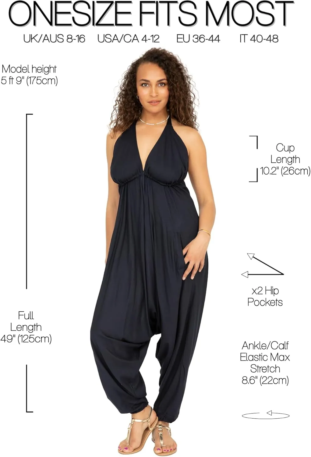 likemary Jumpsuits for Women - Comfortable & Sexy Onesie Halter Jumpsuit - One Size Rompers with Pockets - Sleeveless Jumper
