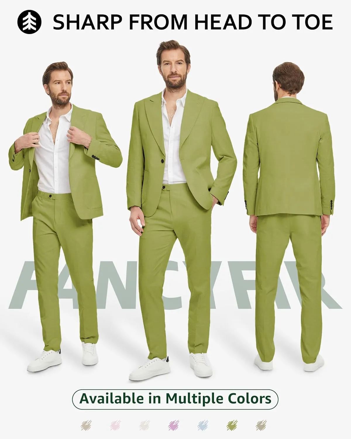 Linen Suit for Men, 2 Piece Slim Fit Casual Blazer and Pants, Beach Wedding Tuxedo Suit Prom Party Suit