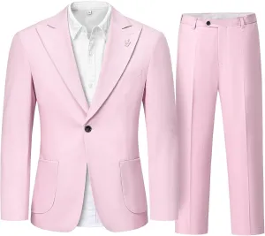Linen Suit for Men, 2 Piece Slim Fit Casual Blazer and Pants, Beach Wedding Tuxedo Suit Prom Party Suit