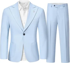 Linen Suit for Men, 2 Piece Slim Fit Casual Blazer and Pants, Beach Wedding Tuxedo Suit Prom Party Suit