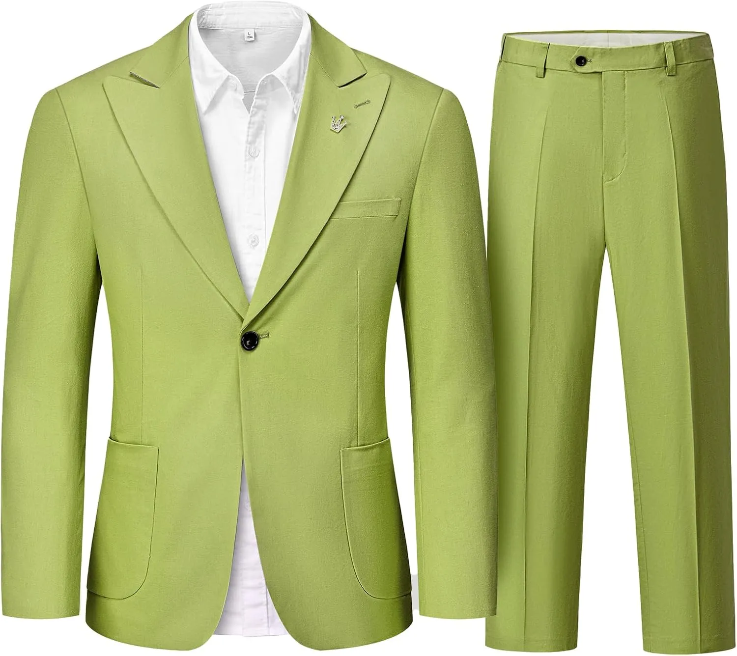 Linen Suit for Men, 2 Piece Slim Fit Casual Blazer and Pants, Beach Wedding Tuxedo Suit Prom Party Suit