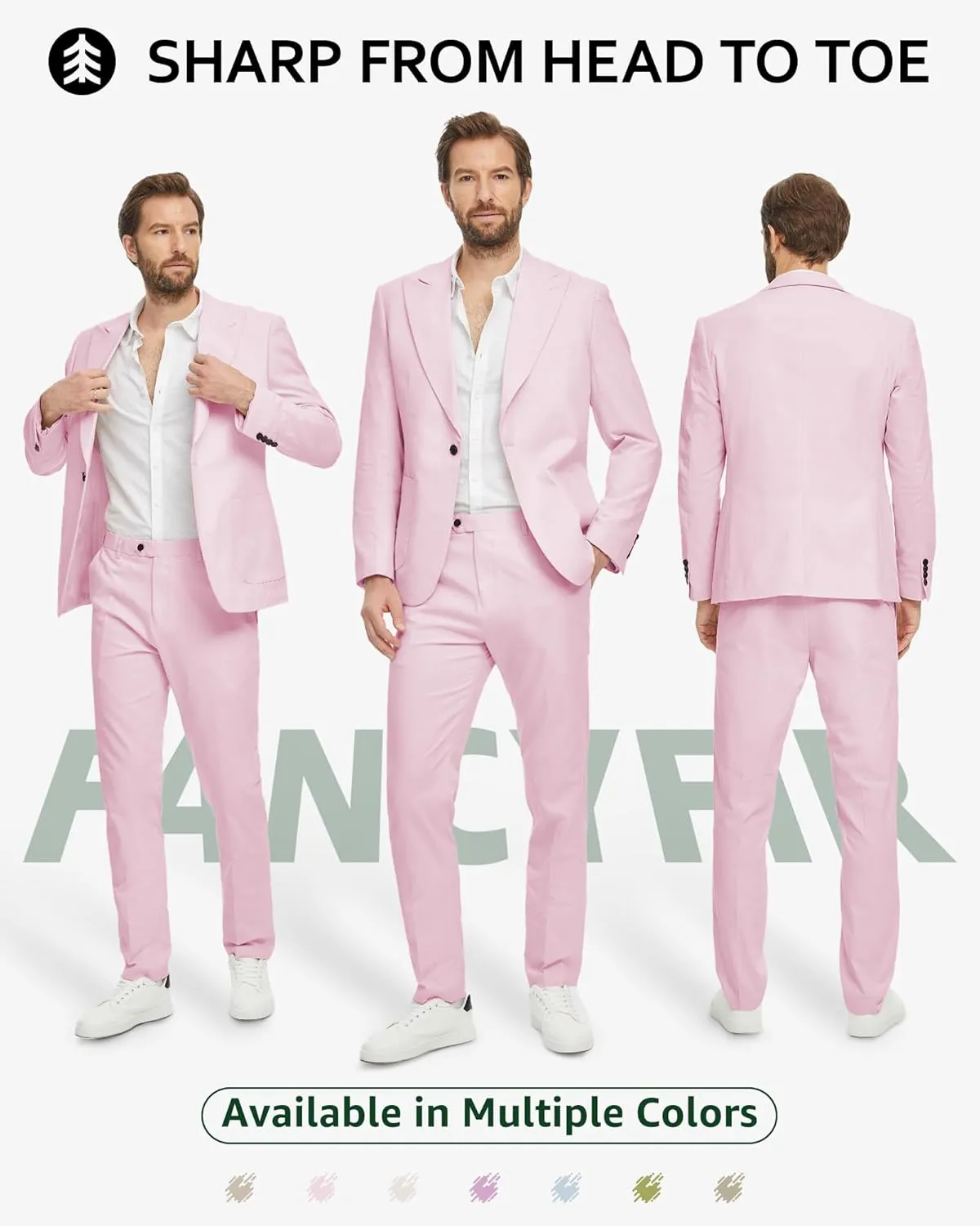 Linen Suit for Men, 2 Piece Slim Fit Casual Blazer and Pants, Beach Wedding Tuxedo Suit Prom Party Suit