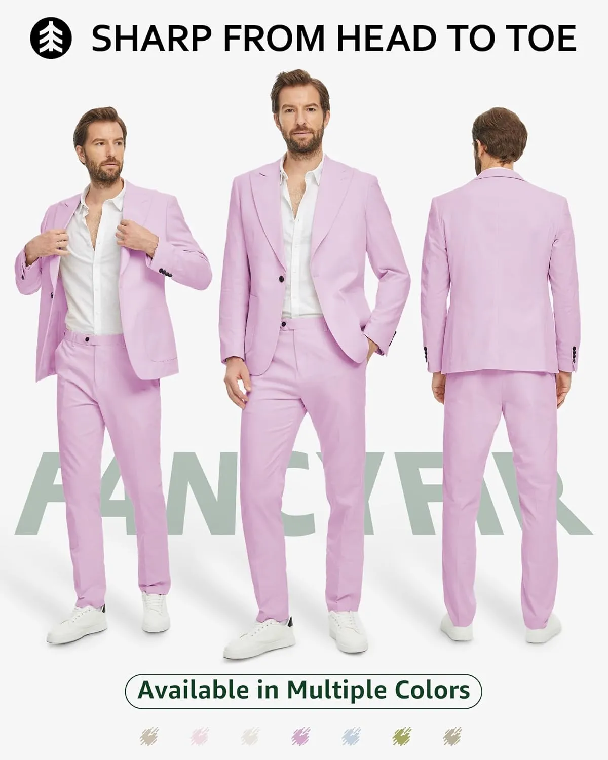 Linen Suit for Men, 2 Piece Slim Fit Casual Blazer and Pants, Beach Wedding Tuxedo Suit Prom Party Suit