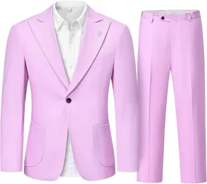 Linen Suit for Men, 2 Piece Slim Fit Casual Blazer and Pants, Beach Wedding Tuxedo Suit Prom Party Suit