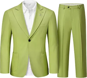 Linen Suit for Men, 2 Piece Slim Fit Casual Blazer and Pants, Beach Wedding Tuxedo Suit Prom Party Suit