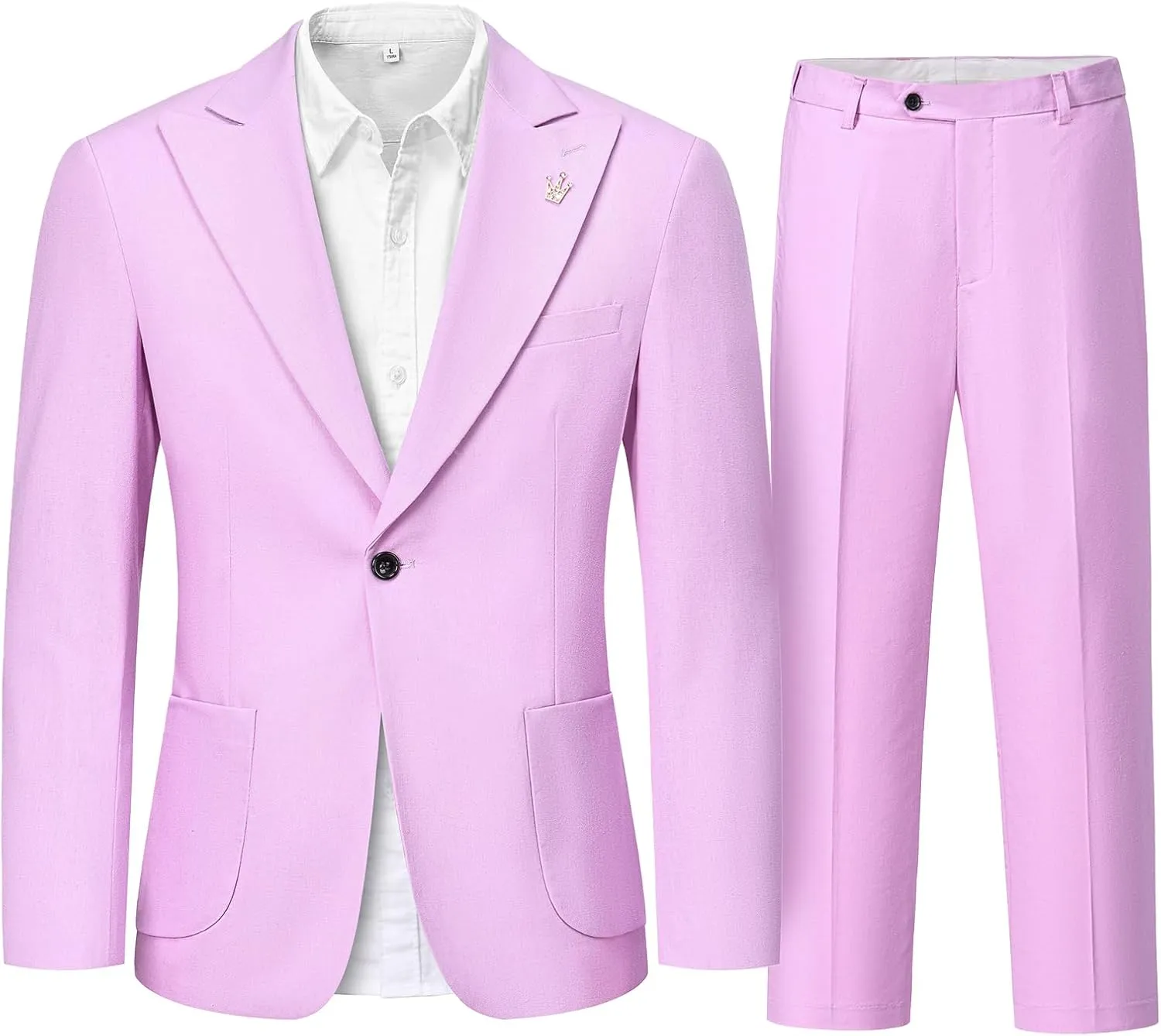 Linen Suit for Men, 2 Piece Slim Fit Casual Blazer and Pants, Beach Wedding Tuxedo Suit Prom Party Suit