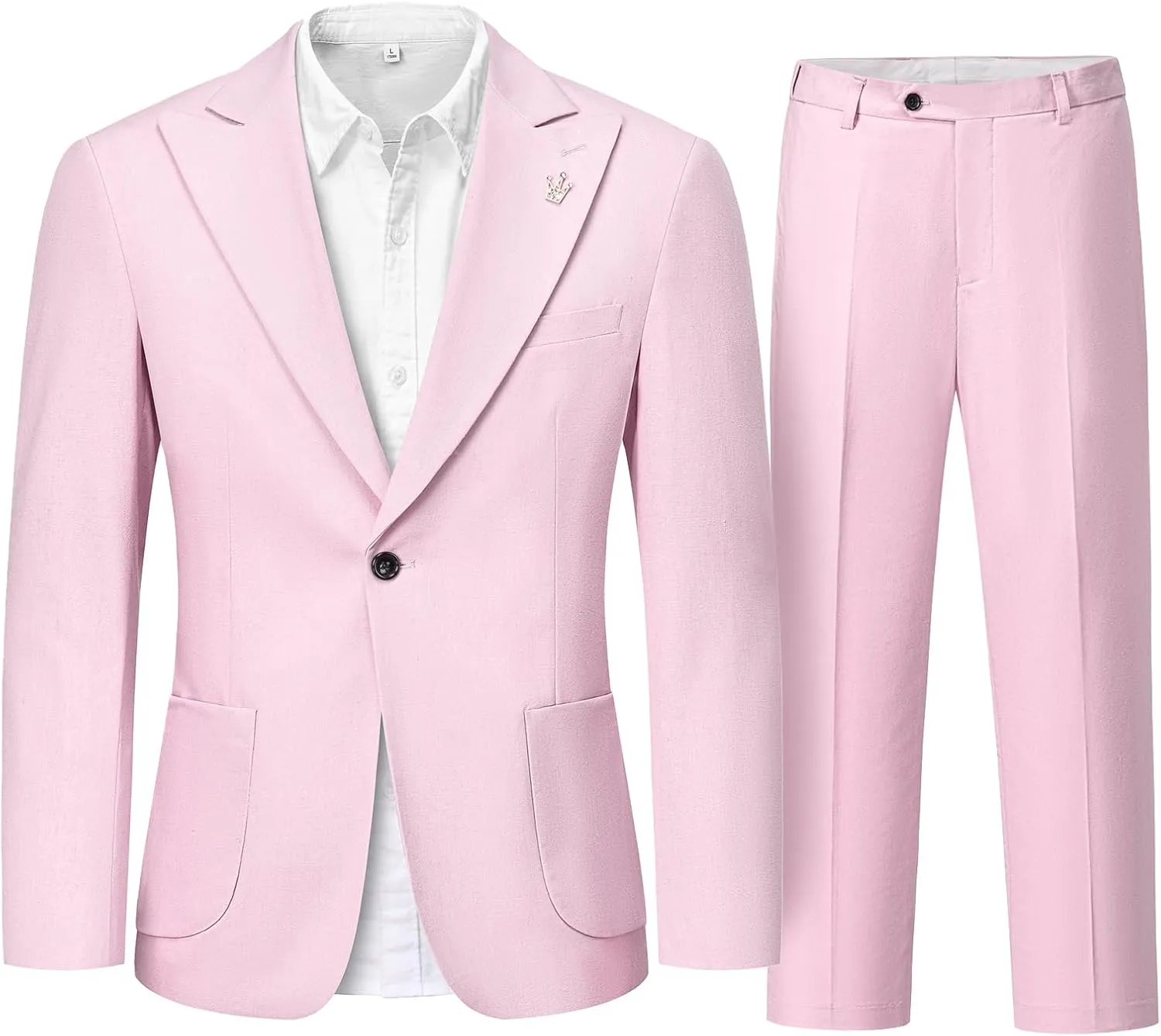 Linen Suit for Men, 2 Piece Slim Fit Casual Blazer and Pants, Beach Wedding Tuxedo Suit Prom Party Suit
