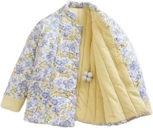 LIXINGHEITANG Winter cottonpadded jacket for women, thickened cotton coat, silk padded Chinese style national warm buckle