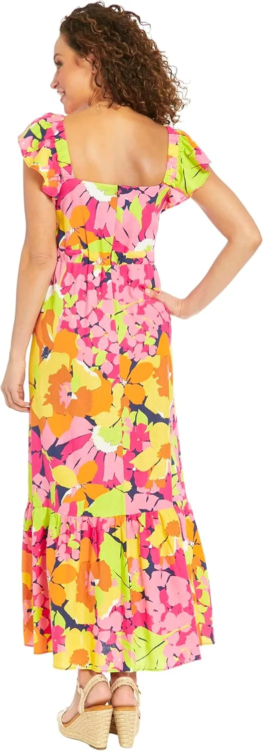 London Times Square Neck Maxi Ruffle Detail | Comfortable Summer Dresses for Women
