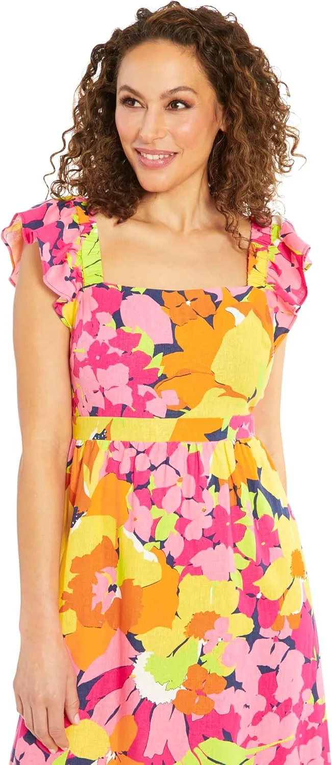 London Times Square Neck Maxi Ruffle Detail | Comfortable Summer Dresses for Women