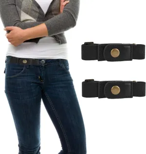 Lusofie 2pcs No Buckle Belt WomenBelt Elastic Comfortable Invisible Belt for Jeans