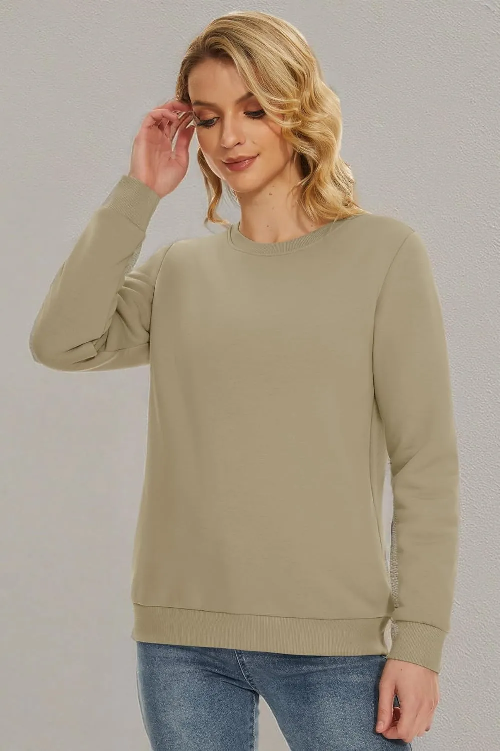MAGCOMSEN Women's Sherpa Lined Sweatshirts Thermal Casual Crewneck Fleece Pullover Winter Warm Thick Long Sleeve Tops