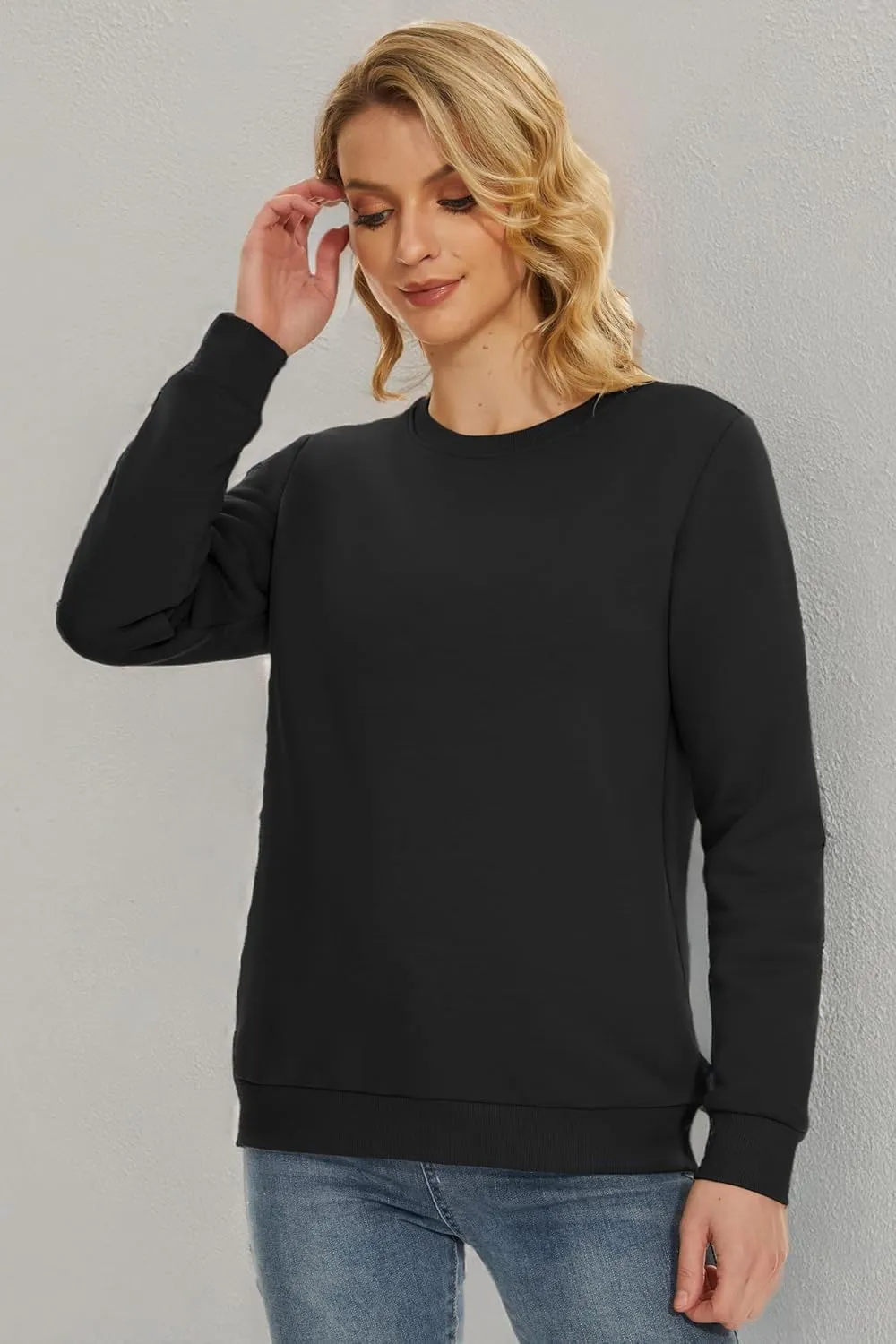 MAGCOMSEN Women's Sherpa Lined Sweatshirts Thermal Casual Crewneck Fleece Pullover Winter Warm Thick Long Sleeve Tops
