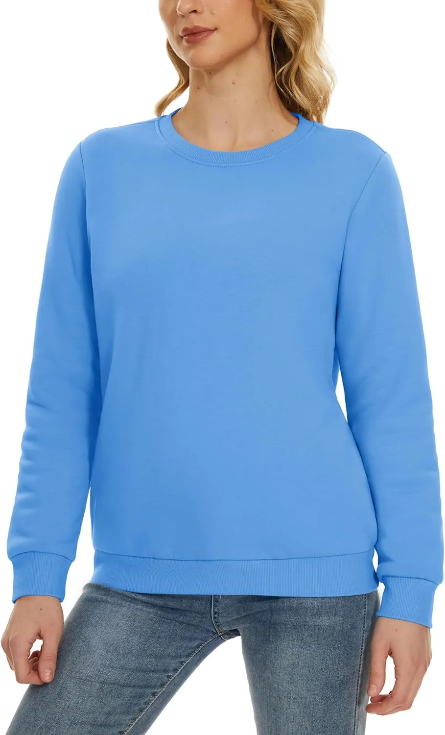 MAGCOMSEN Women's Sherpa Lined Sweatshirts Thermal Casual Crewneck Fleece Pullover Winter Warm Thick Long Sleeve Tops