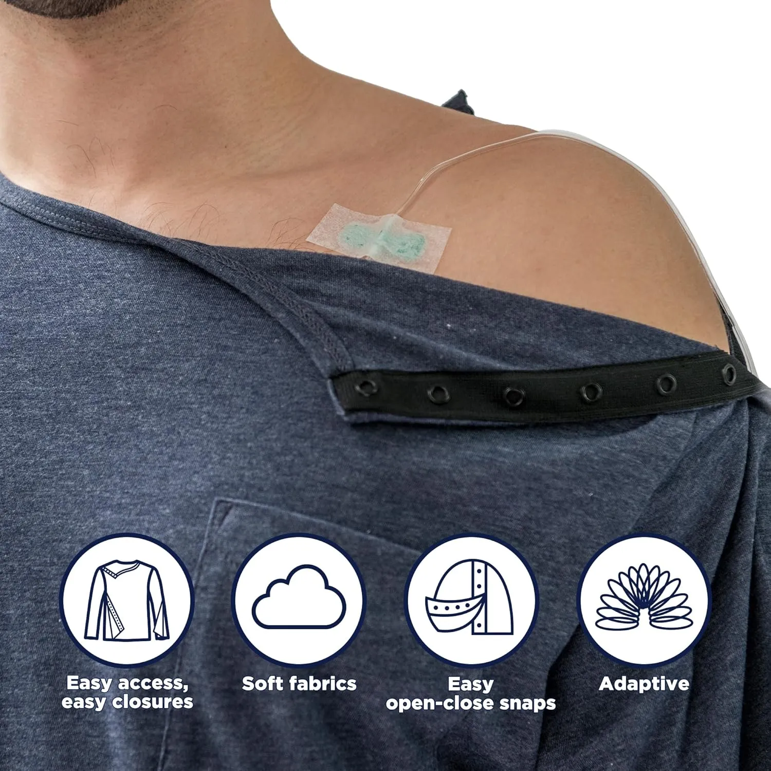 MAI Post Shoulder Surgery Shirts for Men - Tear Away Recovery Shirt, Premium Chemotherapy Clothing | Breathable & Comfortable