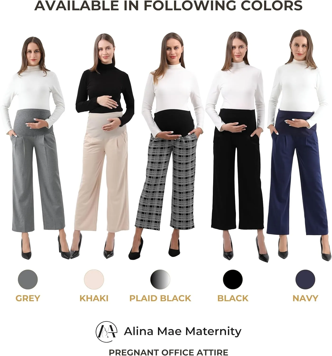 Maternity Wide Leg Pants Comfortable Stretch Over-Bump Women Pregnancy Casual Capris for Work