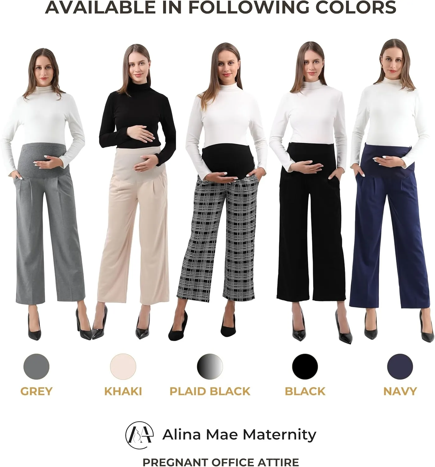 Maternity Wide Leg Pants Comfortable Stretch Over-Bump Women Pregnancy Casual Capris for Work