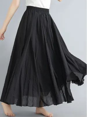 Maxi Skirt for Women Soft Cotton Linen Long Skirt Boho Beach Ankle Length Skirt