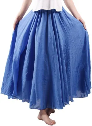 Maxi Skirt for Women Soft Cotton Linen Long Skirt Boho Beach Ankle Length Skirt