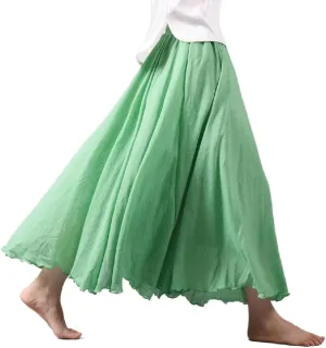 Maxi Skirt for Women Soft Cotton Linen Long Skirt Boho Beach Ankle Length Skirt