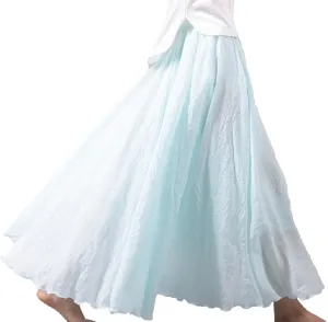 Maxi Skirt for Women Soft Cotton Linen Long Skirt Boho Beach Ankle Length Skirt