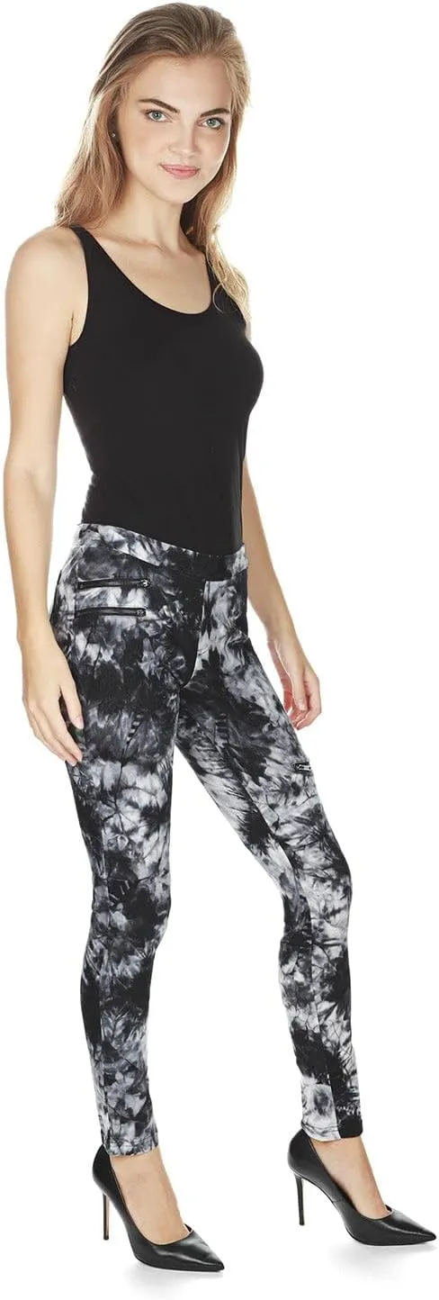 MeMoi Zip Tie Dye Soft Cotton Blend Leggings