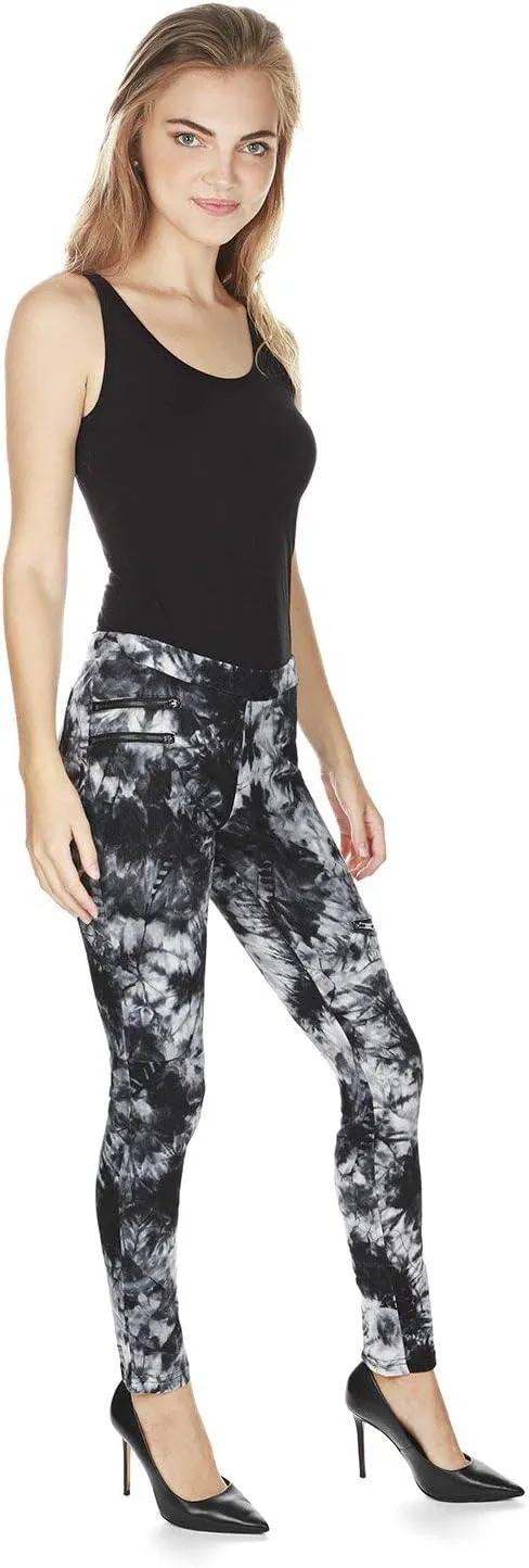 MeMoi Zip Tie Dye Soft Cotton Blend Leggings