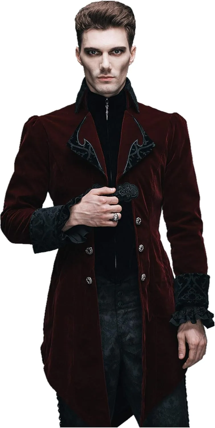 Men Victorian Gothic Vintage 3-Piece Suit Tailcoat Shirts Pants Set