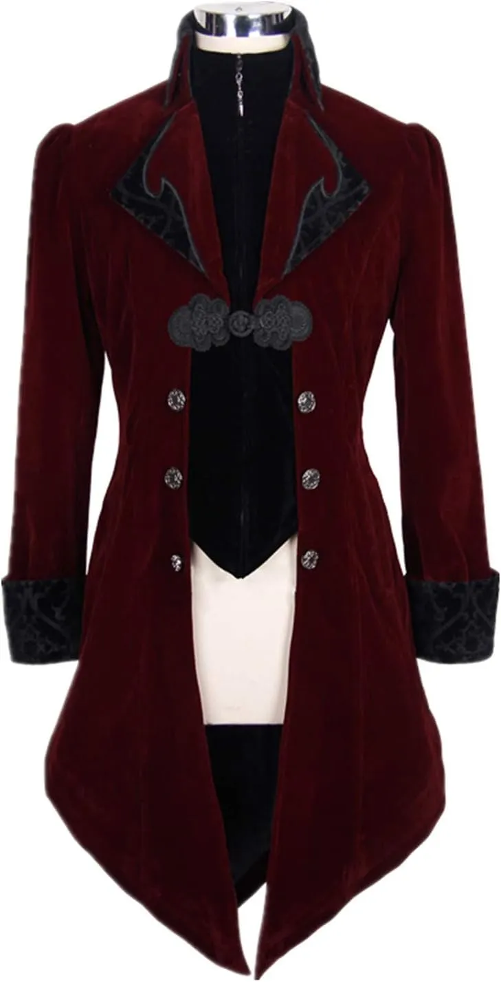 Men Victorian Gothic Vintage 3-Piece Suit Tailcoat Shirts Pants Set