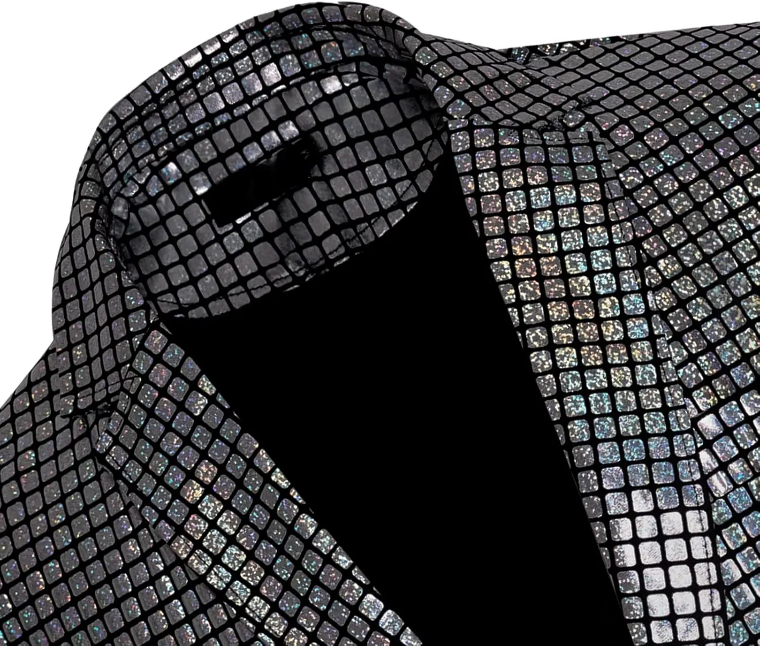 Men's 70s Disco Outfit Sequin Suit Set Metallic Shiny Jacket Slim Fit Pants Party Costume