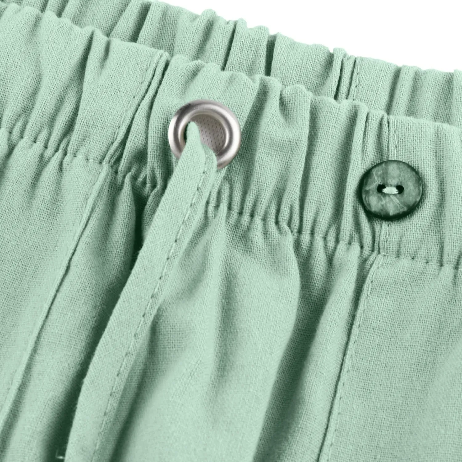 Men's Casual Loose and Comfortable Casual Pants Cotton Linen Printed Drawstring Trousers