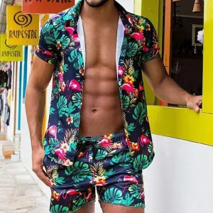 Men's Floral Shirt and Short Casual Suit