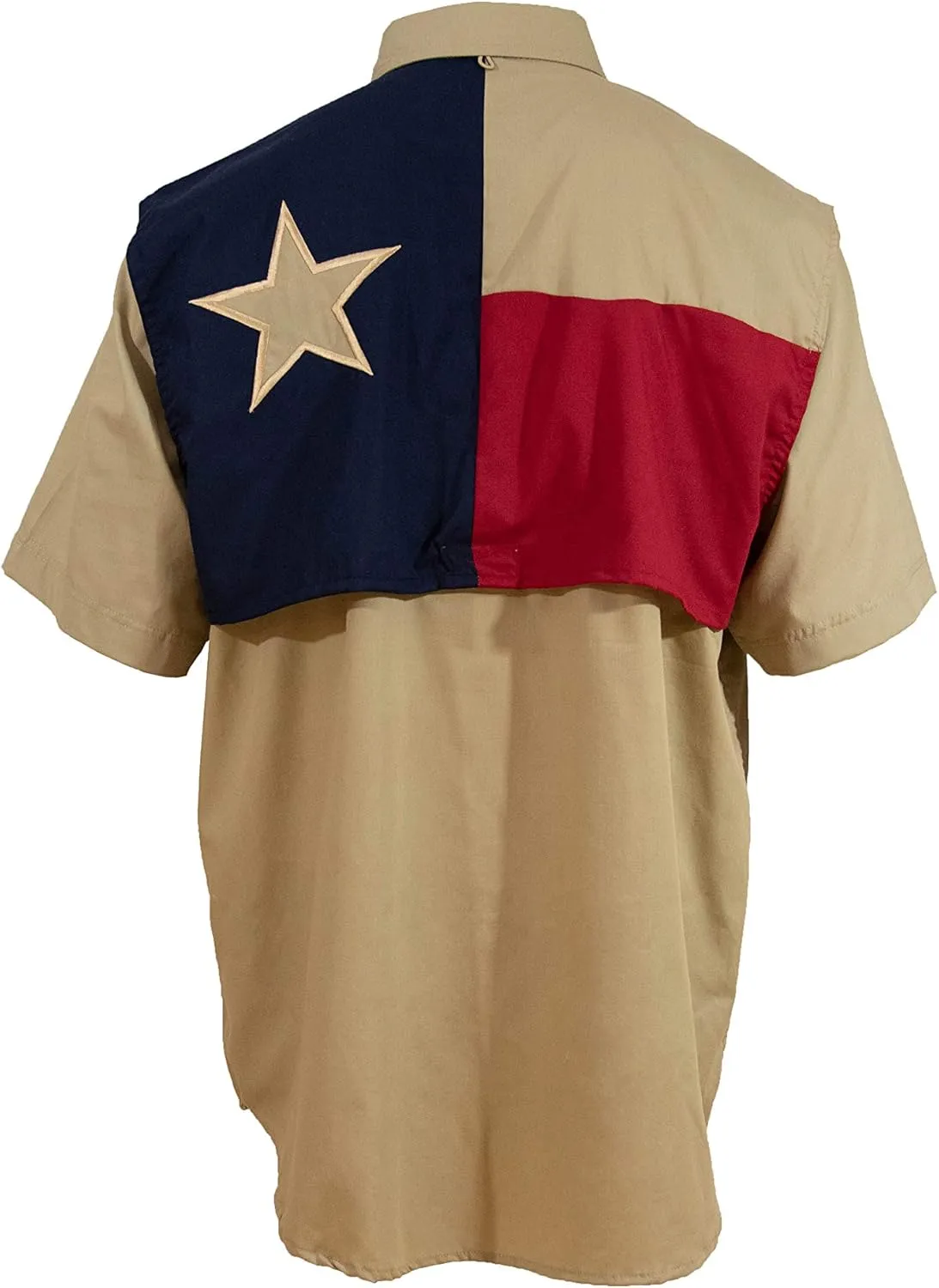 Men's Khaki Texas Flag Fishing Shirts Short Sleeves