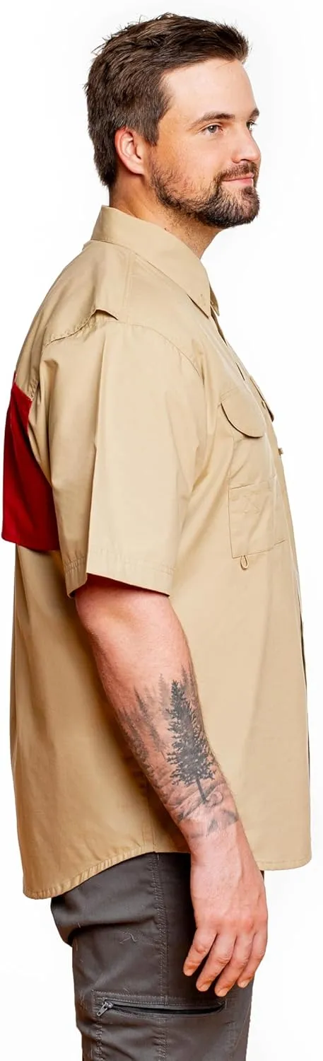 Men's Khaki Texas Flag Fishing Shirts Short Sleeves
