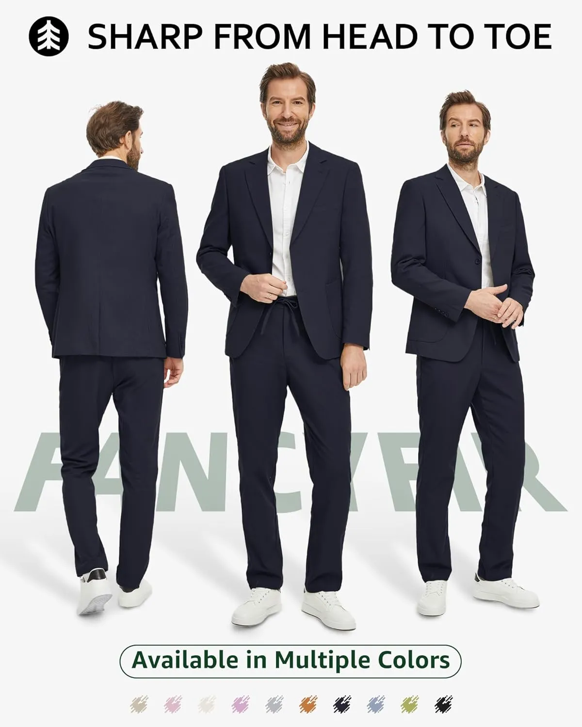 Men's Linen Suit 2 Pieces Regular Fit, Two Buttons Lightweight Jacket and Pants for Beach Wedding, Summer Prom
