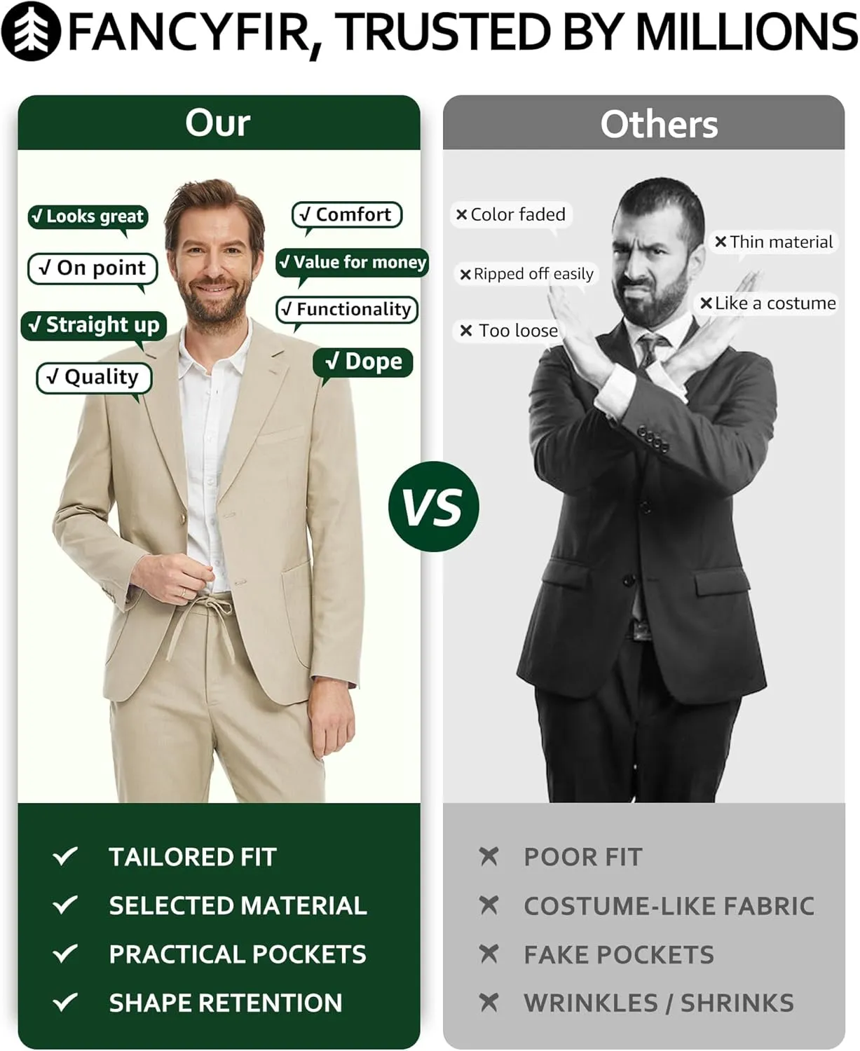 Men's Linen Suit 2 Pieces Regular Fit, Two Buttons Lightweight Jacket and Pants for Beach Wedding, Summer Prom