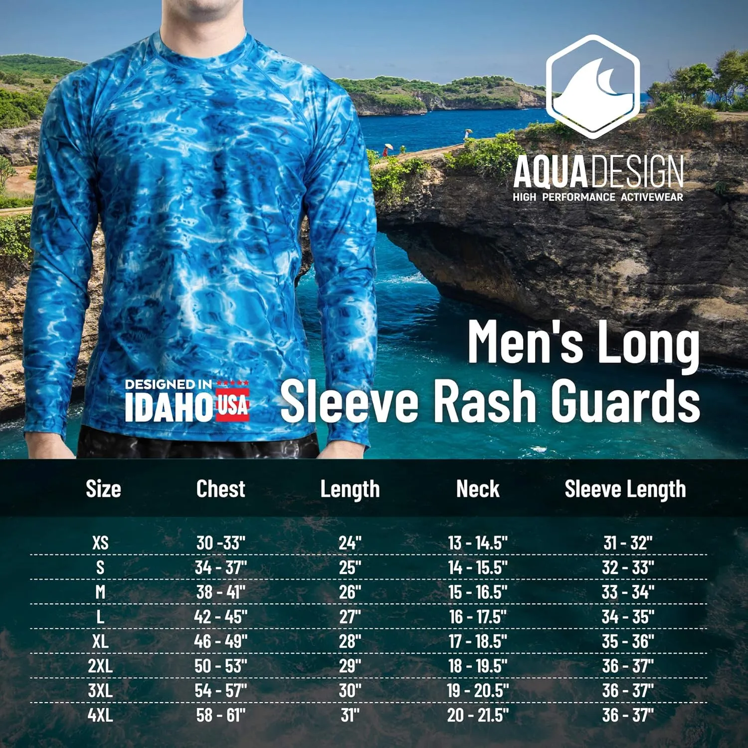 Mens Rash Guard Long Sleeve Water Shirt, Swimming Shirts for Men