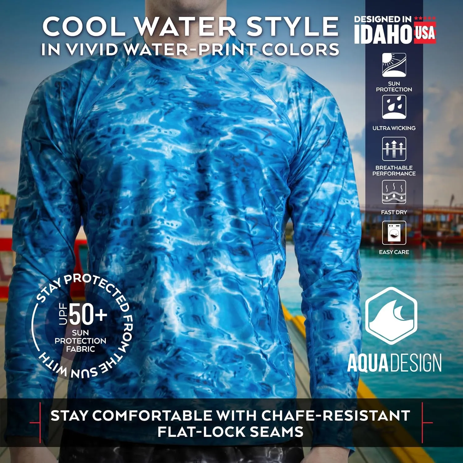 Mens Rash Guard Long Sleeve Water Shirt, Swimming Shirts for Men