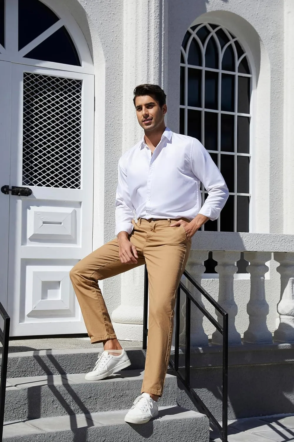 Men's Slim-Fit Stretch Cotton Fashion Tapered Casual Chino Pants