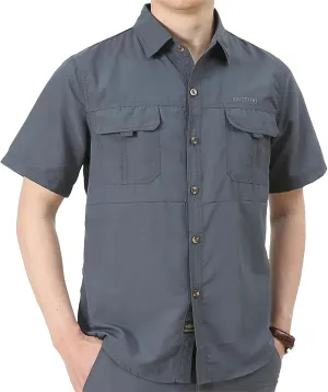 Men's Summer Climbing Hiking Quick Dry Work Shirts Outdoor Breathable Camping Climbing Fishing Tops