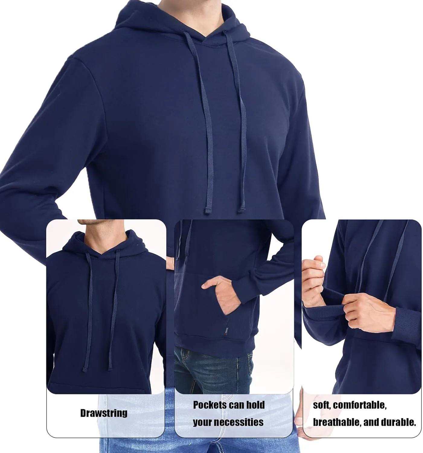 Men's Sweatshirt Hoodie for men Midweight Pullover Pocket Soft cotton polyester Blend Drawstring Heavyweight