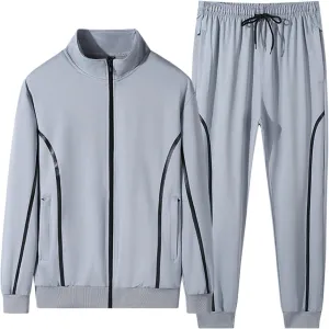 Men's Sweatsuits 2 Piece Spring Summer Loose Breathable Sport Youth Sportswear Full Zip Pocket Jacket Jogging Pants
