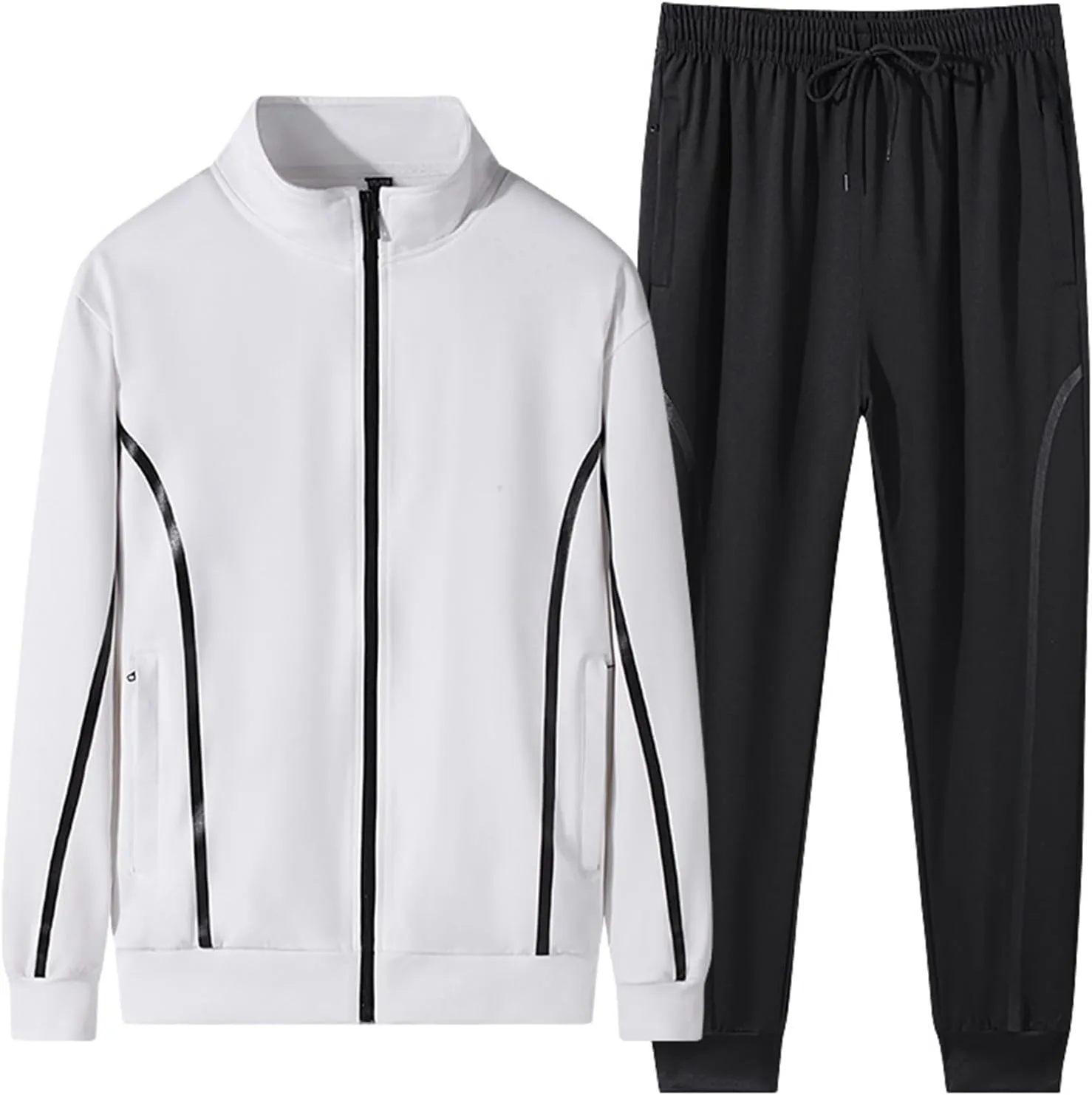 Men's Sweatsuits 2 Piece Spring Summer Loose Breathable Sport Youth Sportswear Full Zip Pocket Jacket Jogging Pants