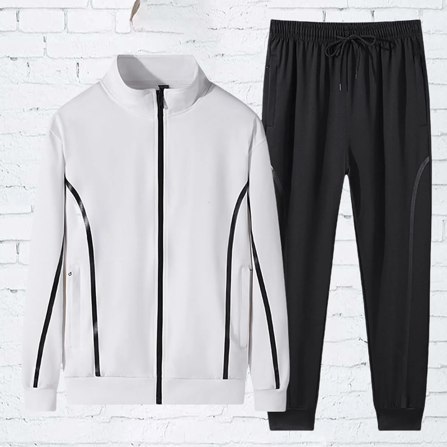 Men's Sweatsuits 2 Piece Spring Summer Loose Breathable Sport Youth Sportswear Full Zip Pocket Jacket Jogging Pants