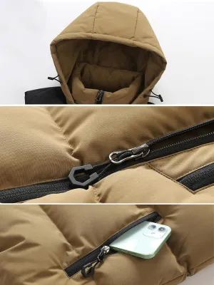 Men's Winter Puffer Vest Removable Hooded Quilted Padded Sleeveless Vest Casual Warm Zip Up Jacket Outerwear