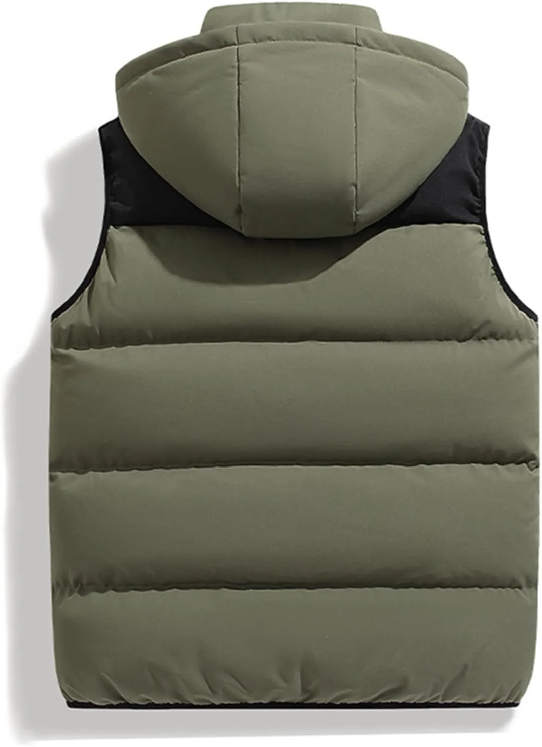 Men's Winter Puffer Vest Removable Hooded Quilted Padded Sleeveless Vest Casual Warm Zip Up Jacket Outerwear