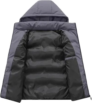 Men's Winter Puffer Vest Removable Hooded Quilted Padded Sleeveless Vest Casual Warm Zip Up Jacket Outerwear