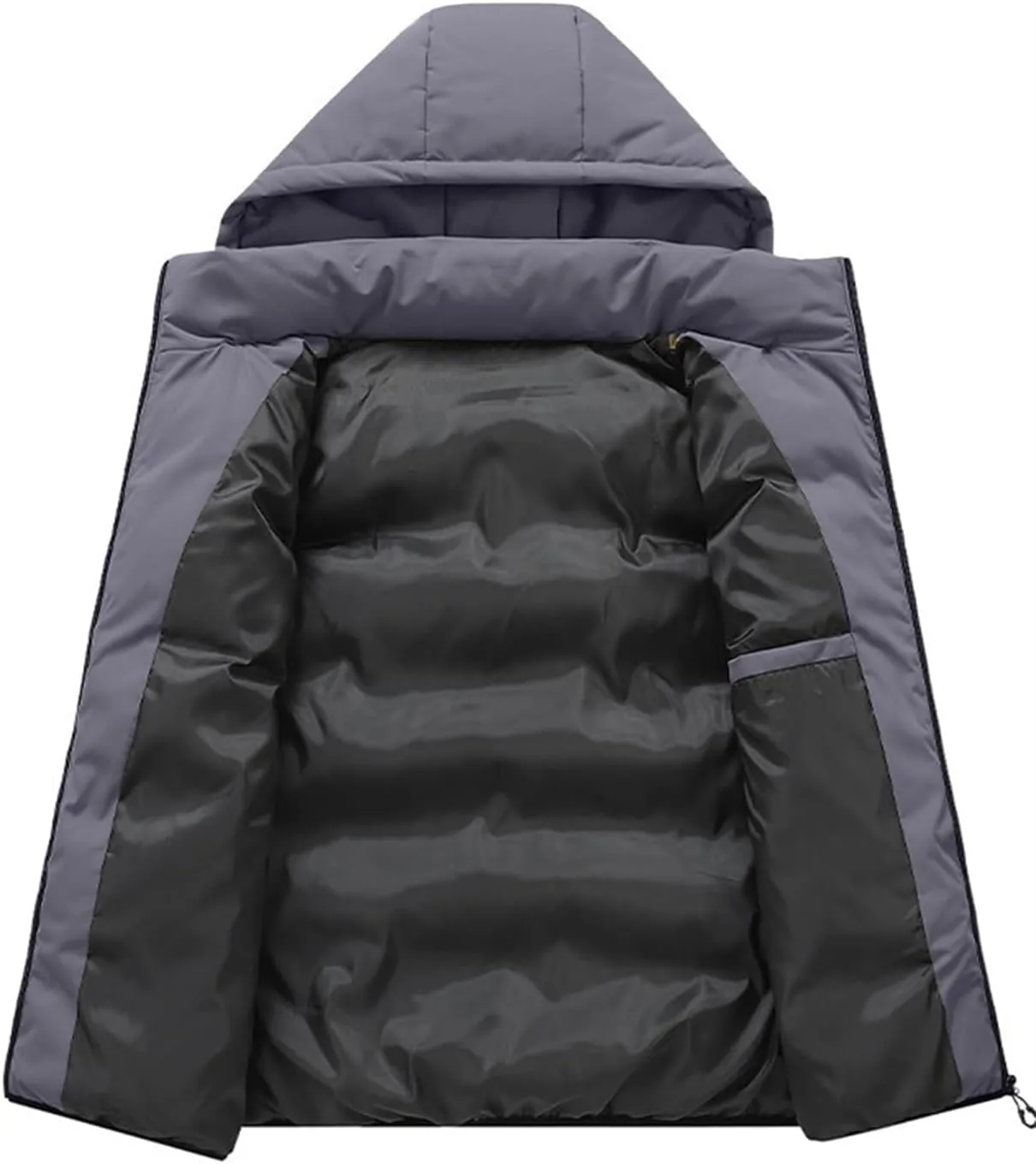 Men's Winter Puffer Vest Removable Hooded Quilted Padded Sleeveless Vest Casual Warm Zip Up Jacket Outerwear