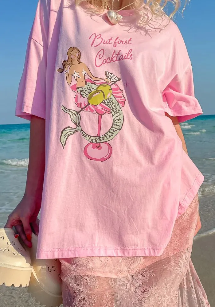 Mermaid Cocktail T-Shirt - Pink